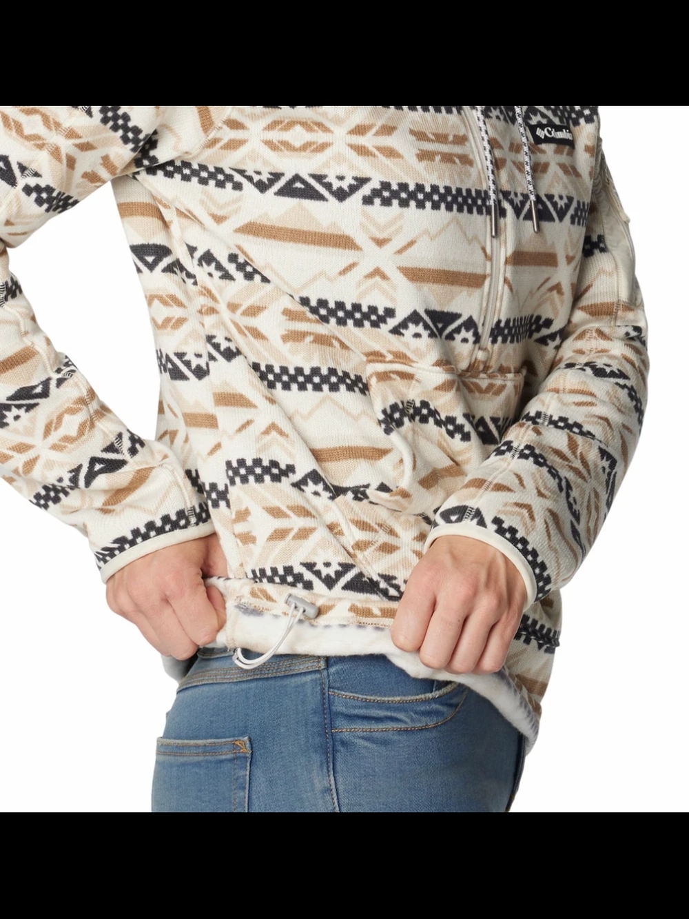 Columbia Women's Cream, Tan & Black Patterned Fleece Hoodie - Picture 3 of 11